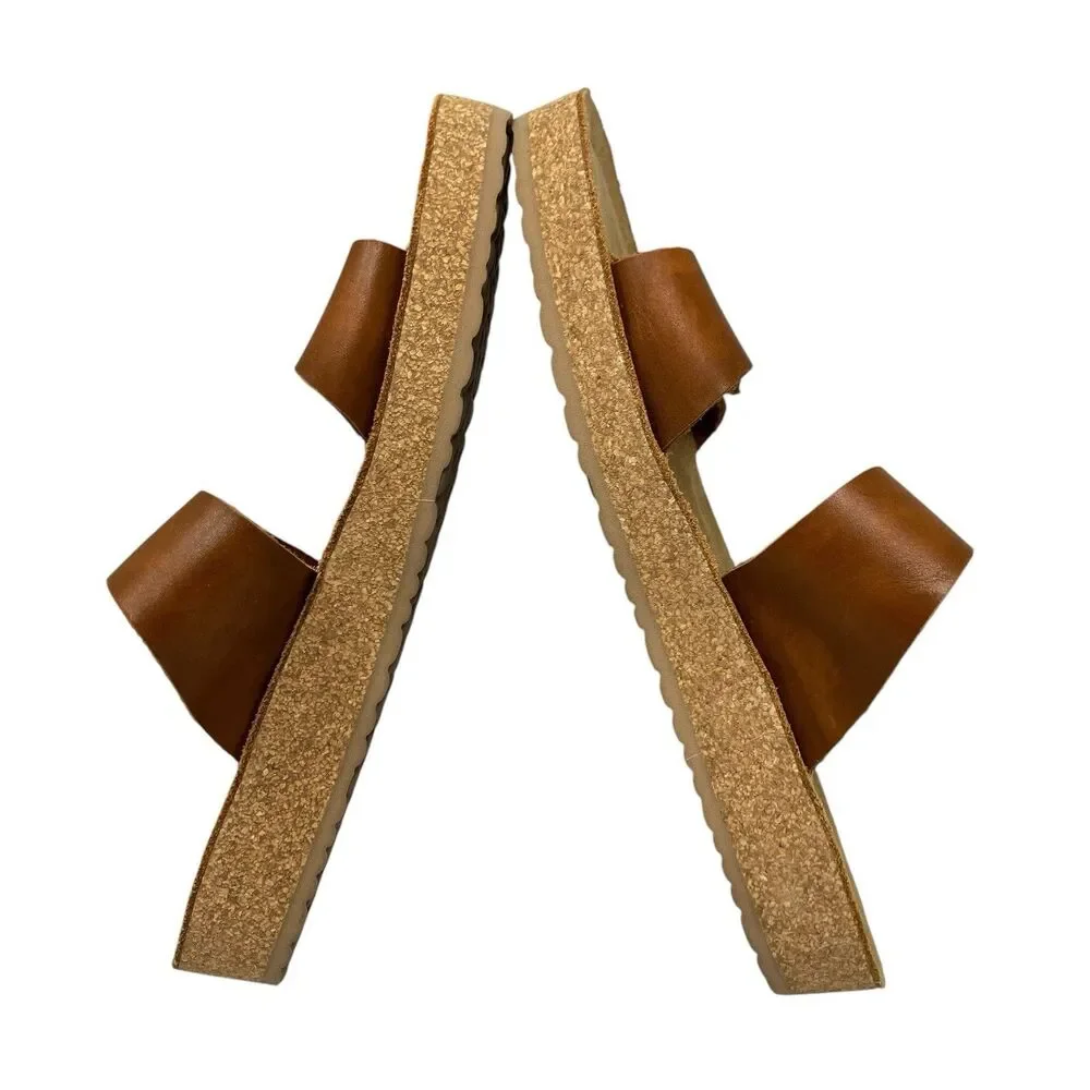 Mobil’s Leather Cork Sandals Brown Double Strap Womens 11‎ EU 41
